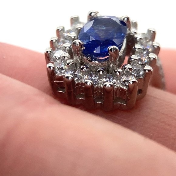 Blue Sapphire 2.35ct Platinum Finish Solid 925 Sterling Silver Earrings - Picture 3 of 8